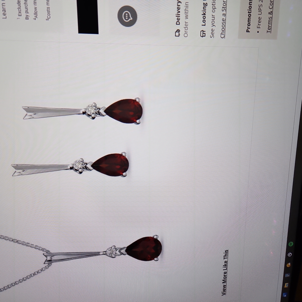 Garnet and diamond accent drop set sterling silver pear shaped